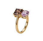 ZR Custom 3ct Radiant Cola Brown & Oval Purple YAG Two-Stone S925 Silver Ring【 Eren】#4144