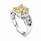 ZR Cushion Cut Citrine Vintage Scroll Ring 【Vanessa】