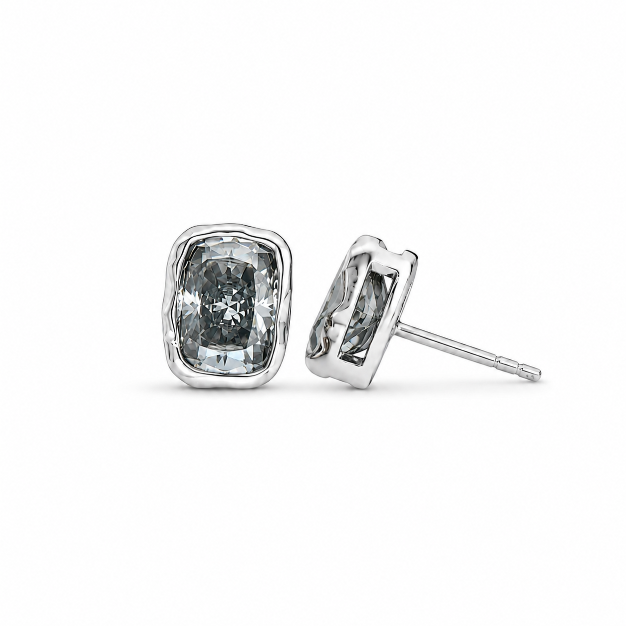 ZR Gray Moissanite Melted Design Stud Earrings S925 Silver 【JC】