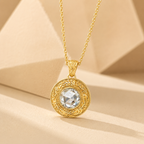 ZR Engraved Round Rose Cut Moissanite Pendant Necklace【JC】