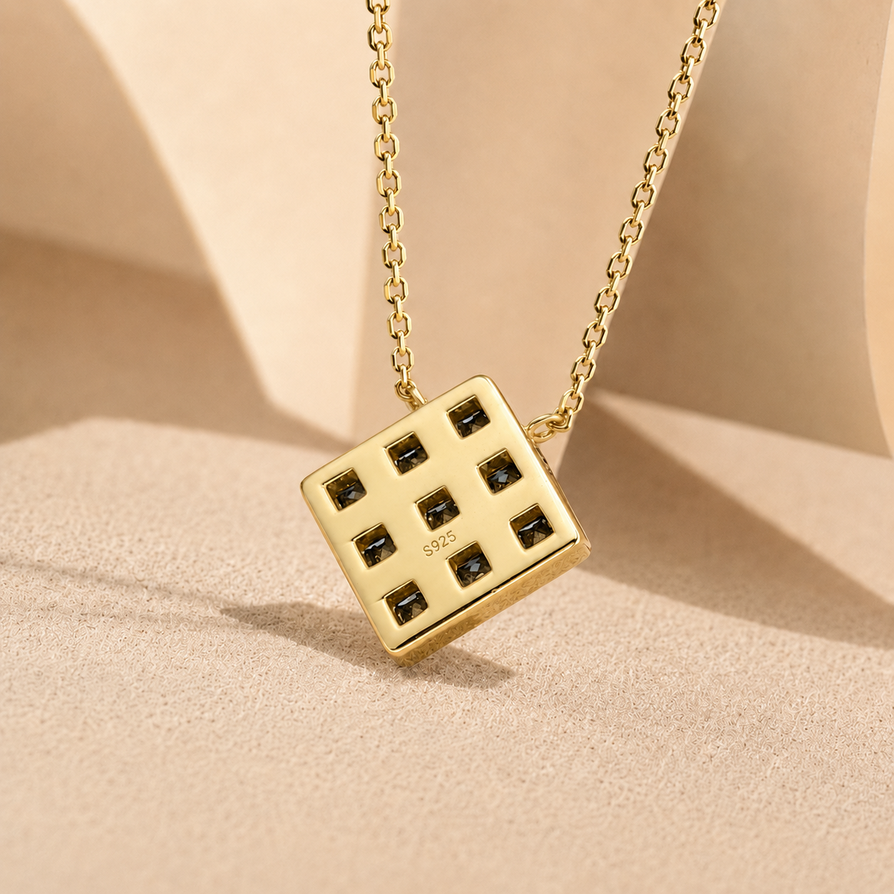 ZR Blue Princess Cut Geometric Pendant Necklace 【JC】