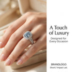 ZR Custom 4.5ct Grayish Blue Cushion Moissanite Halo S925 Silver Engagement Ring 【Amys】