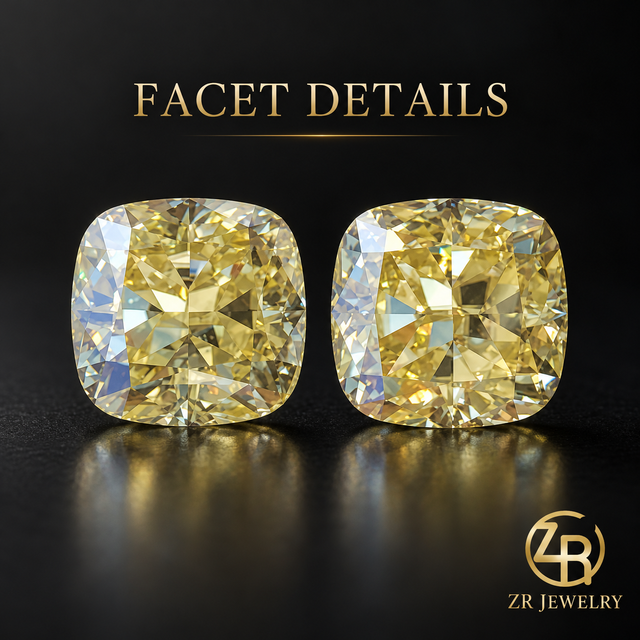 Yellow Cushion Moissanite | Ice Flower Cut | 1.5–2.5 ct