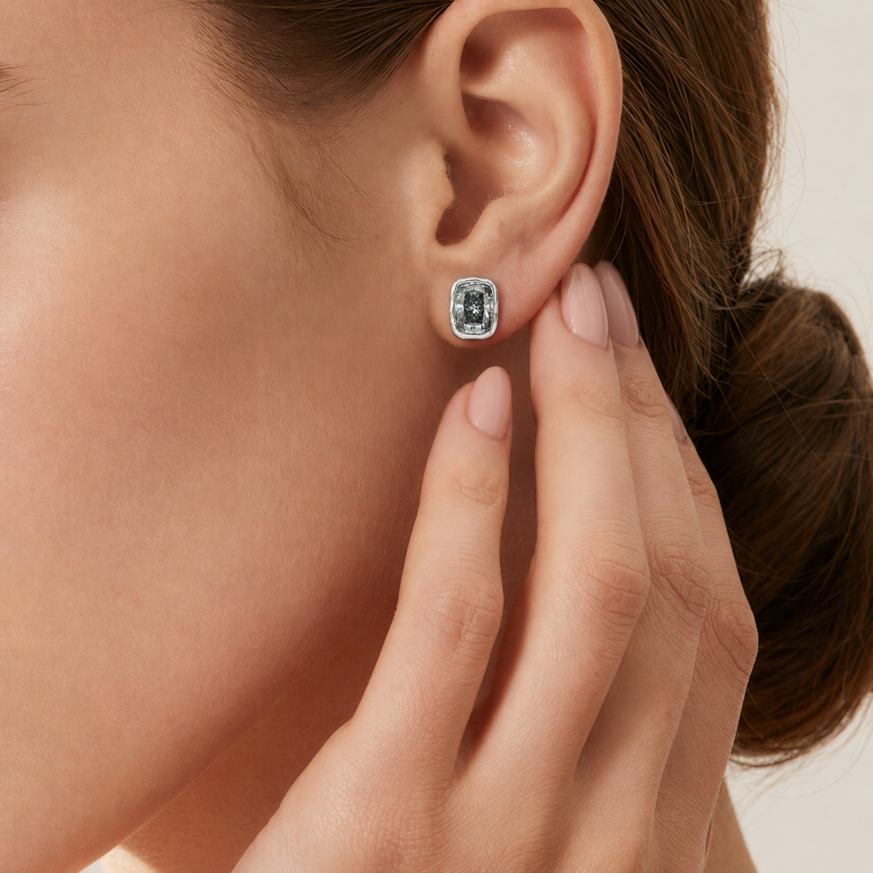 ZR Gray Moissanite Melted Design Stud Earrings S925 Silver 【JC】