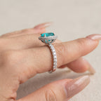 ZR Custom Oval Ice-Cut Paraiba Halo S925 Silver Engagement Ring -【Eren】