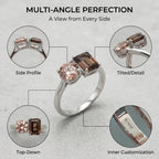 ZR Custom 3ct Radiant Cola Brown & Oval Purple YAG Two-Stone S925 Silver Ring【 Eren】#4144