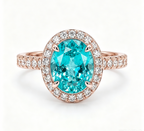 ZR Custom Oval Ice-Cut Paraiba Halo S925 Silver Engagement Ring -【Eren】