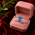 ZR Royal Blue Oval Cut Moissanite Ring 4.5ct Silver 【Eren】