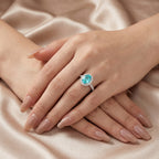 ZR Custom Oval Ice-Cut Paraiba Halo S925 Silver Engagement Ring -【Eren】