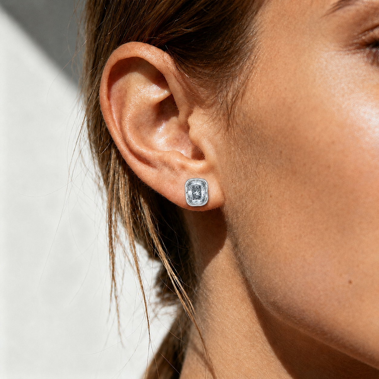 ZR Gray Moissanite Melted Design Stud Earrings S925 Silver 【JC】