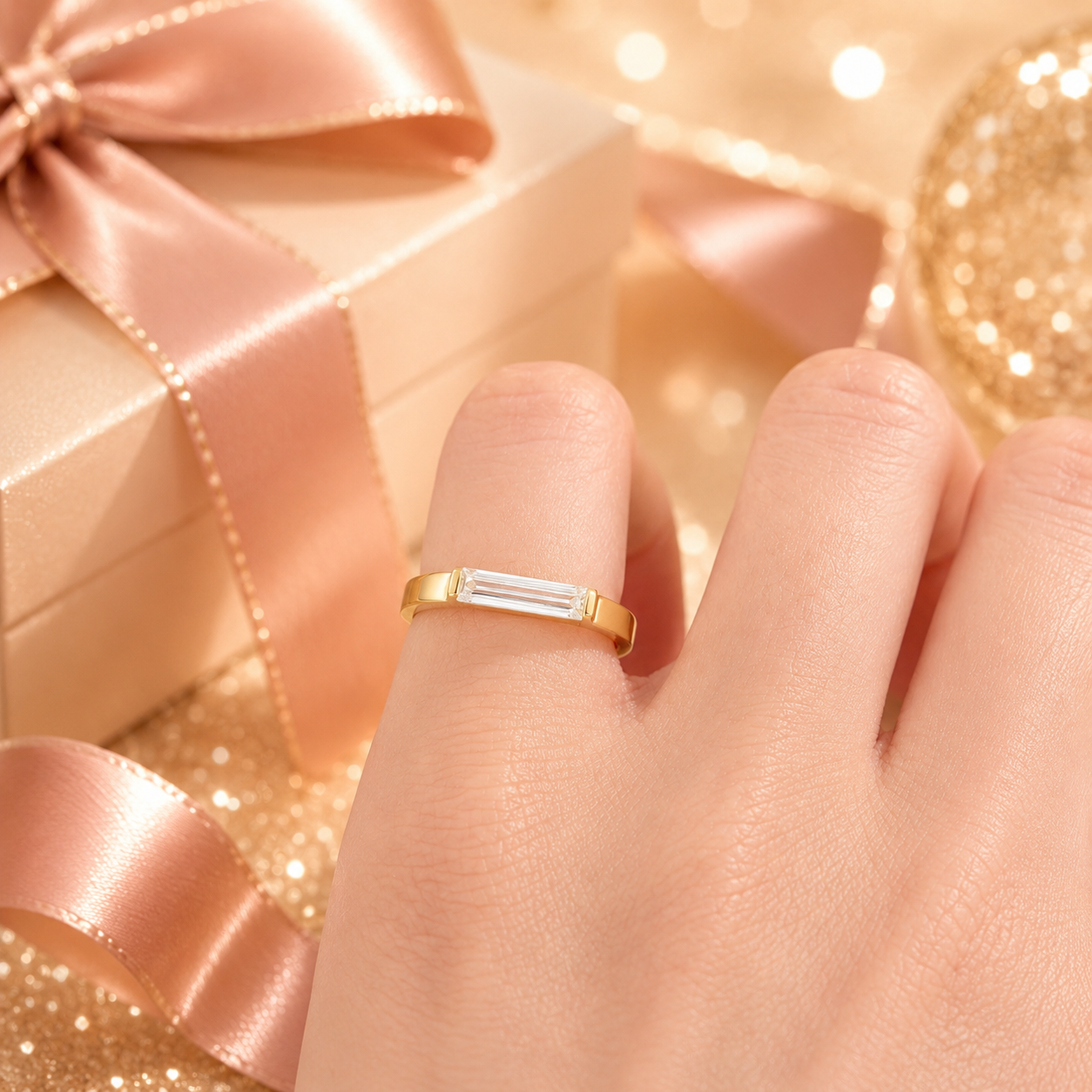 ZR Modern Baguette Moissanite Promise Ring【JC】