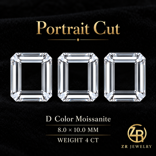 8 × 10 mm | Classic Portrait Cut Moissanite | 4 ct