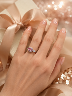 ZR Padparadscha Pear Cut Gemstone Ring in S925 Sterling Silver【JC】
