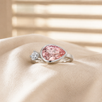 ZR Padparadscha Pear Cut Gemstone Ring in S925 Sterling Silver【JC】