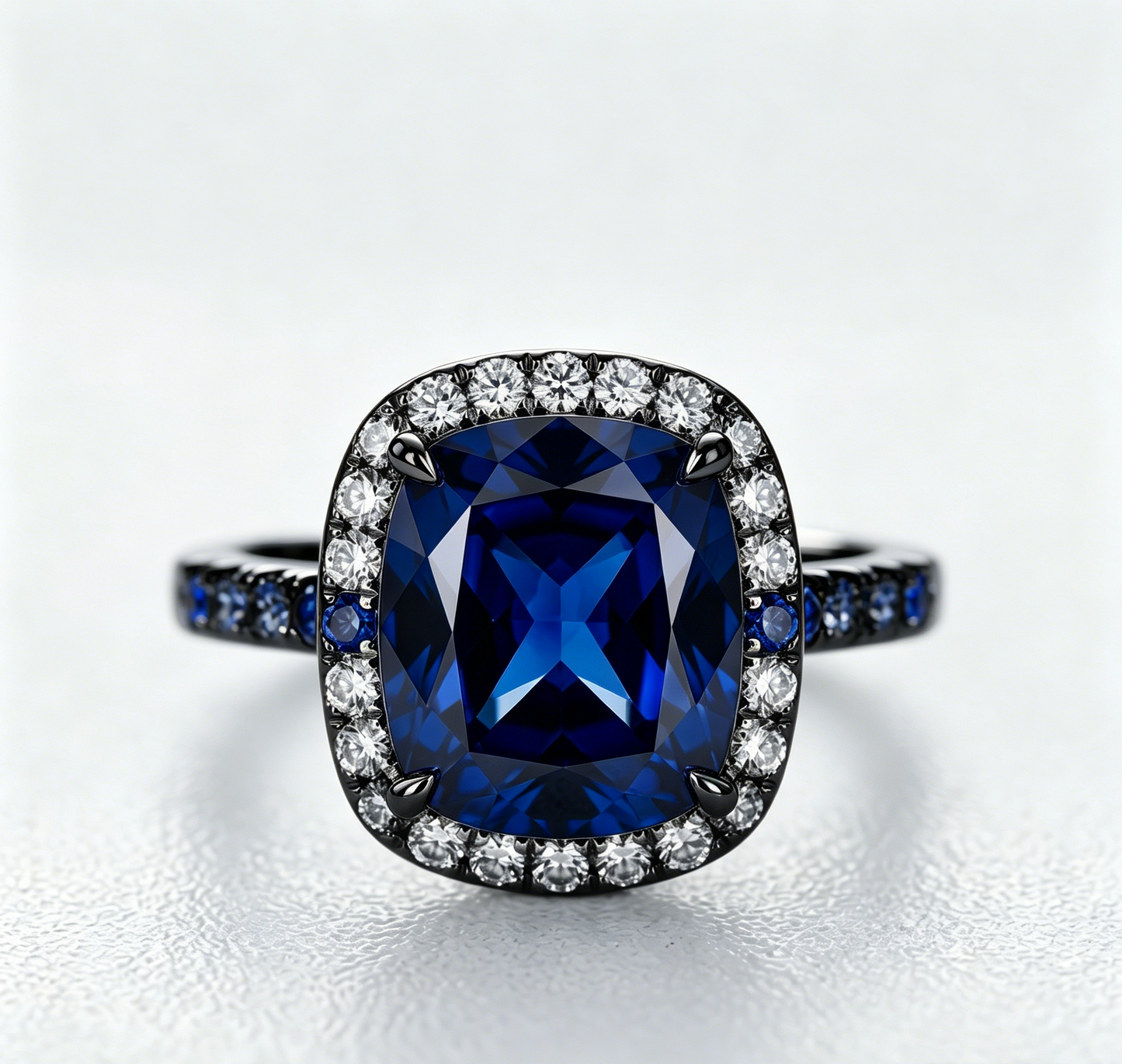 ZR Blue Grace 5.25ct Royal Blue Sapphire Halo 【Nancy】#4386