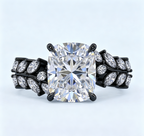ZR Vine Glow 5ct Long Cushion Moissanite Vine S925 Silver Engagement Ring【Duncan】
