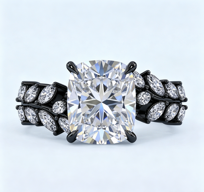 ZR Vine Glow 5ct Long Cushion Moissanite Vine S925 Silver Engagement Ring【Duncan】