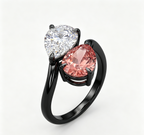 ZR Blossom Duet Padparadscha Sapphire Moissanite S925 Ring 【Katherinn】#4571