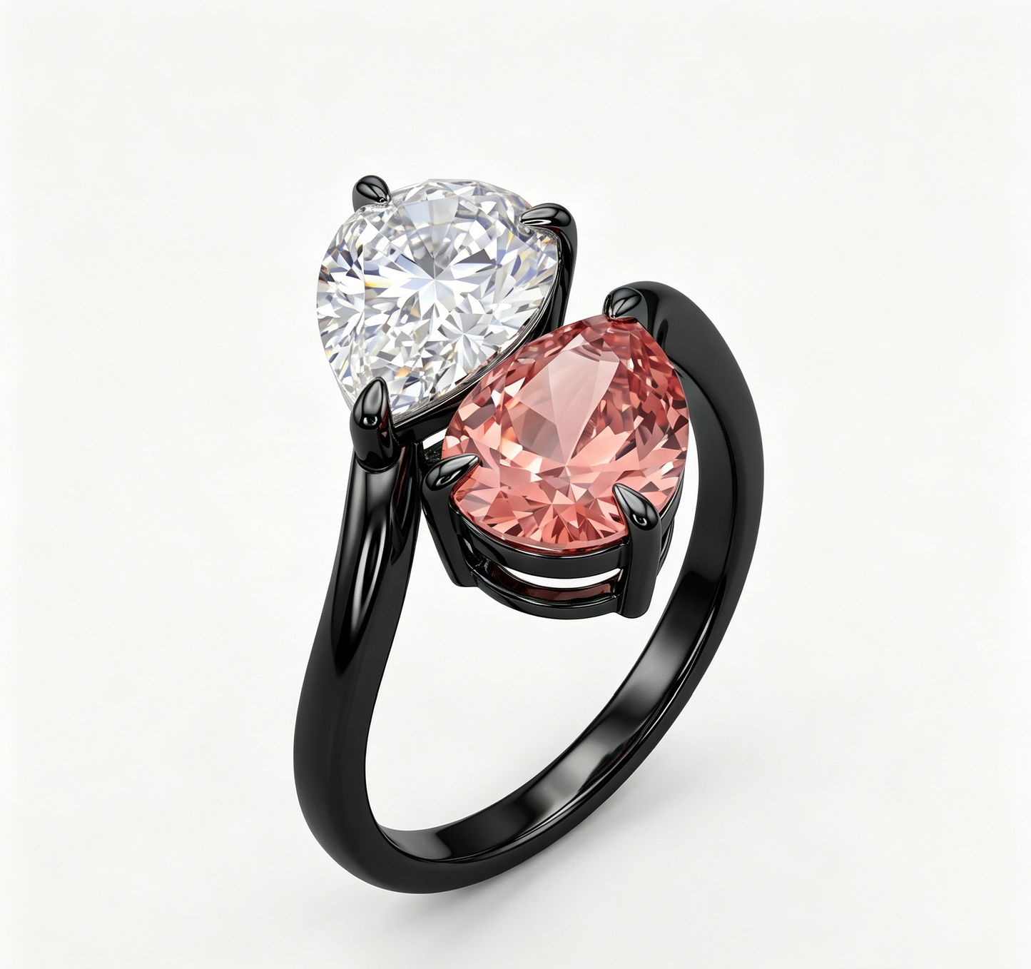 ZR Blossom Duet Padparadscha Sapphire Moissanite S925 Ring 【Katherinn】#4571
