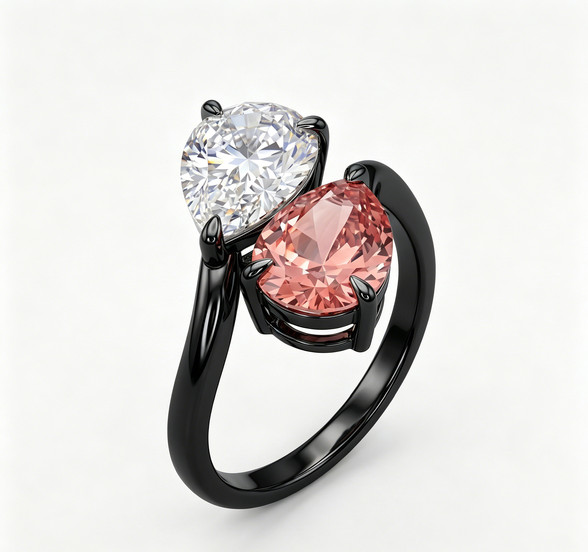 ZR Blossom Duet Padparadscha Sapphire Moissanite S925 Ring 【Katherinn】#4571