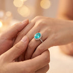 ZR Custom Oval Ice-Cut Paraiba Halo S925 Silver Engagement Ring -【Eren】