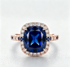 ZR Blue Grace 5.25ct Royal Blue Sapphire Halo 【Nancy】#4386