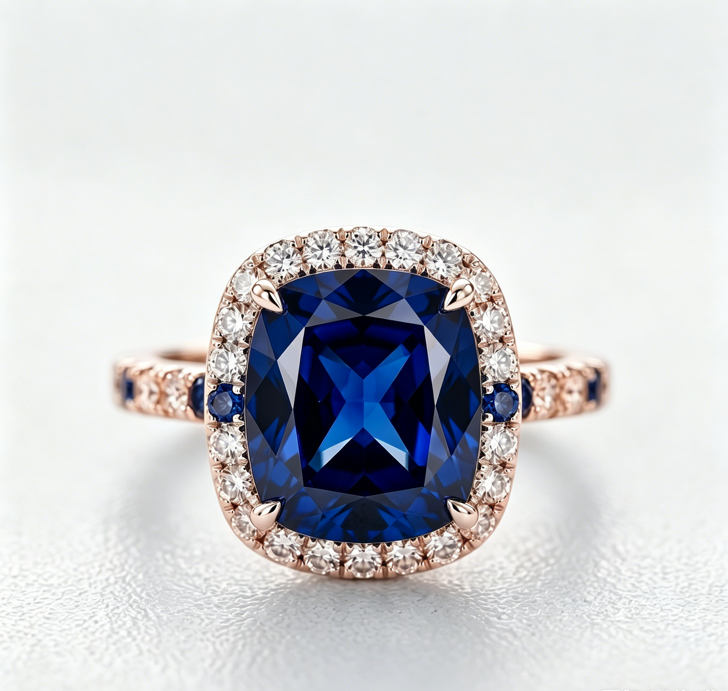 ZR Blue Grace 5.25ct Royal Blue Sapphire Halo 【Nancy】#4386