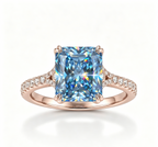 ZR Deep Tidal 5ct Royal Blue Radiant Moissanite S925 Ring 【Amy】#4614