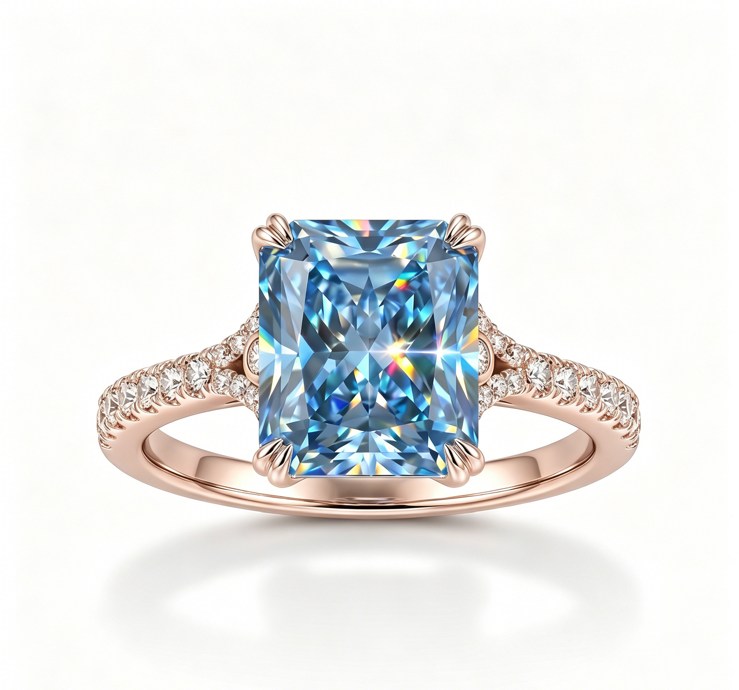 ZR Deep Tidal 5ct Royal Blue Radiant Moissanite S925 Ring 【Amy】#4614