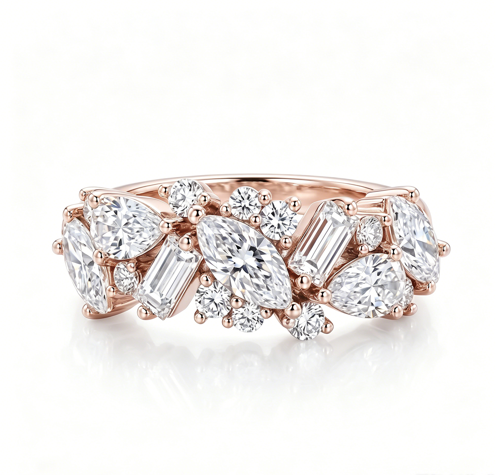 ZR Luminous Bloom Modern Mixed‑Shape Statement Ring 【Lanette】#4575