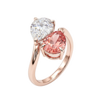 ZR Blossom Duet Padparadscha Sapphire Moissanite S925 Ring 【Katherinn】#4571