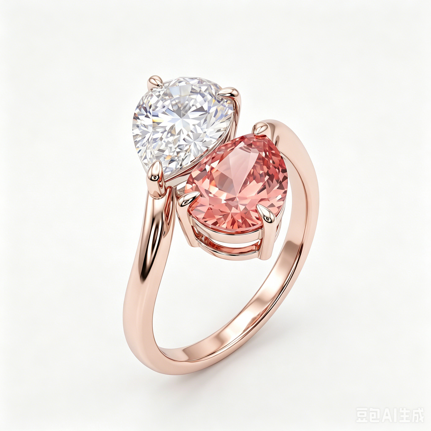 ZR Blossom Duet Padparadscha Sapphire Moissanite S925 Ring 【Katherinn】#4571