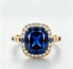 ZR Blue Grace 5.25ct Royal Blue Sapphire Halo 【Nancy】#4386
