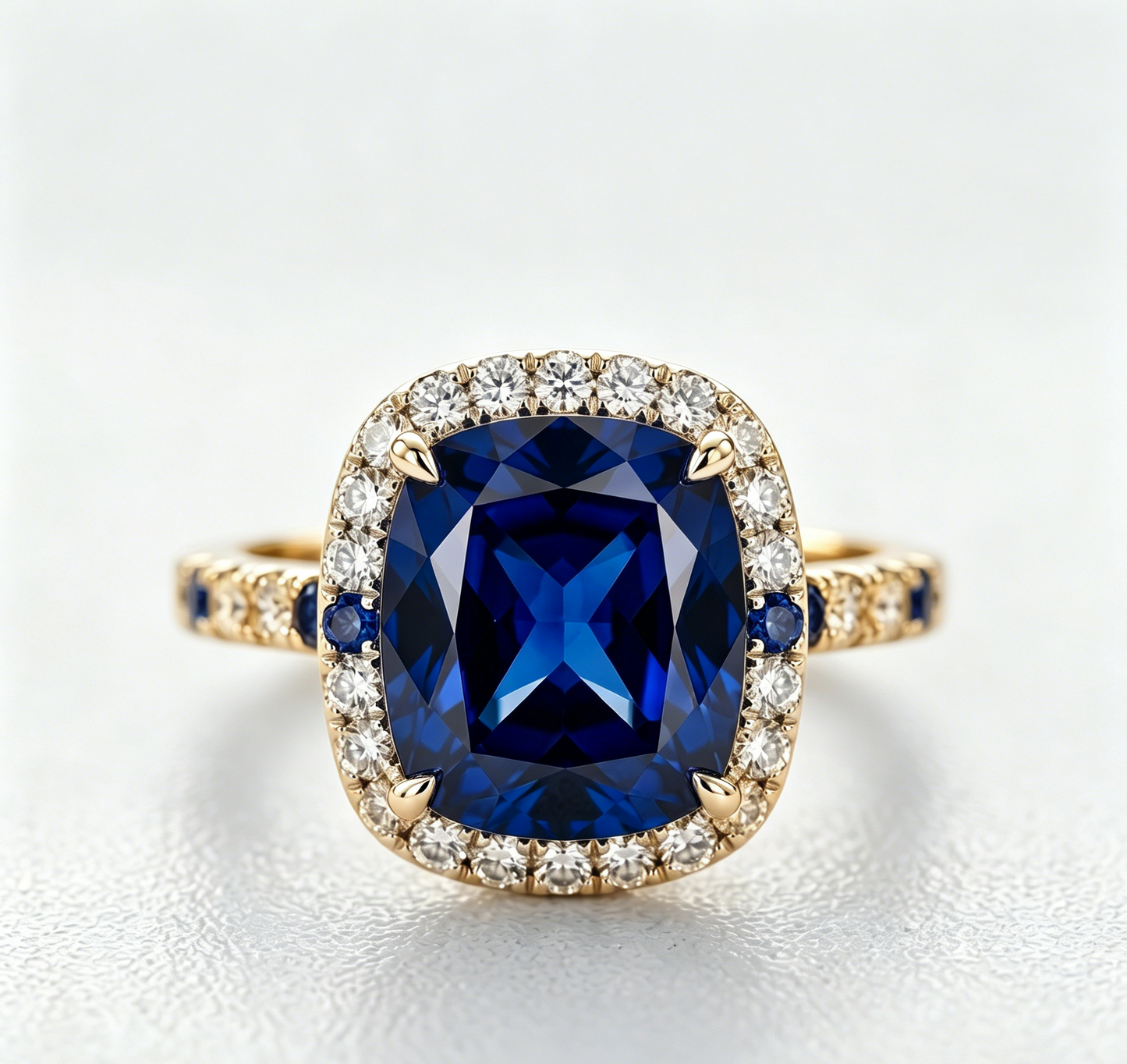 ZR Blue Grace 5.25ct Royal Blue Sapphire Halo 【Nancy】#4386