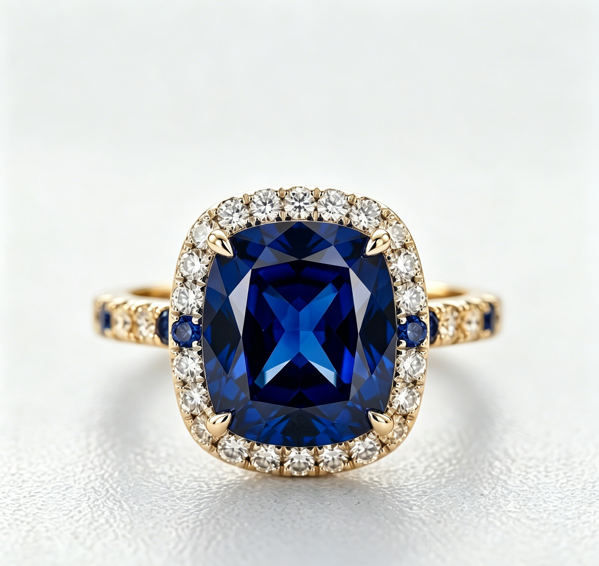 ZR Blue Grace 5.25ct Royal Blue Sapphire Halo 【Nancy】#4386
