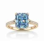 ZR Deep Tidal 5ct Royal Blue Radiant Moissanite S925 Ring 【Amy】#4614