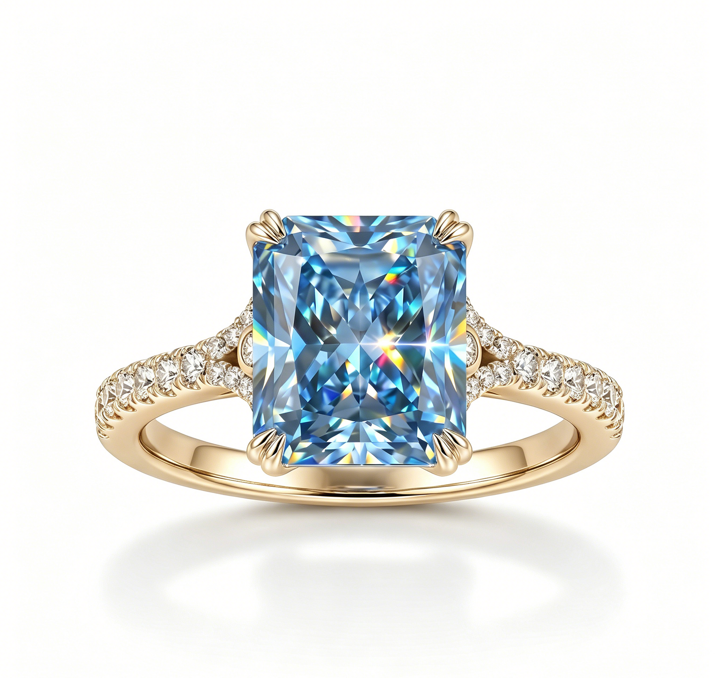ZR Deep Tidal 5ct Royal Blue Radiant Moissanite S925 Ring 【Amy】#4614