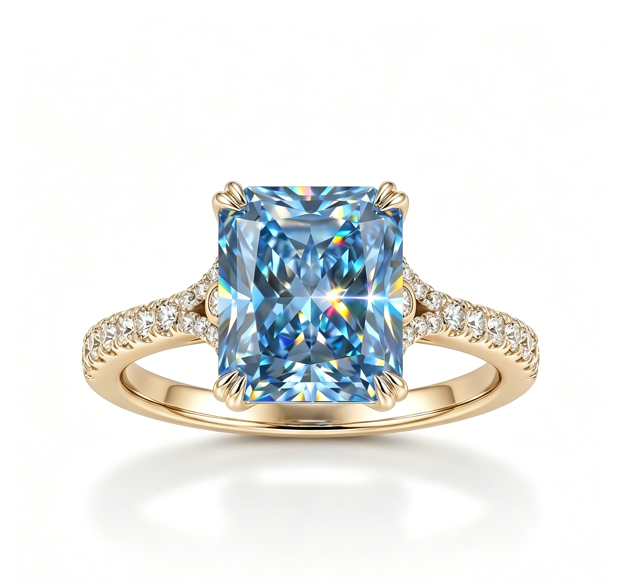 ZR Deep Tidal 5ct Royal Blue Radiant Moissanite S925 Ring 【Amy】#4614
