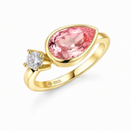 ZR Padparadscha Pear Cut Gemstone Ring in S925 Sterling Silver【JC】
