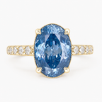 ZR Royal Blue Oval Cut Moissanite Ring 4.5ct Silver 【Eren】