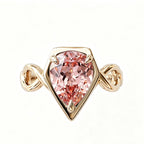 ZR Sofia Twist Pear‑Shaped Pink‑Purple Lab‑Created Gemstone Ring S925 Sterling Silver-【Sofia】#4808