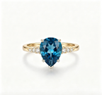 ZR Sapphire Tear London Blue Pear S925 Ring Jenny【Jenny】#4611