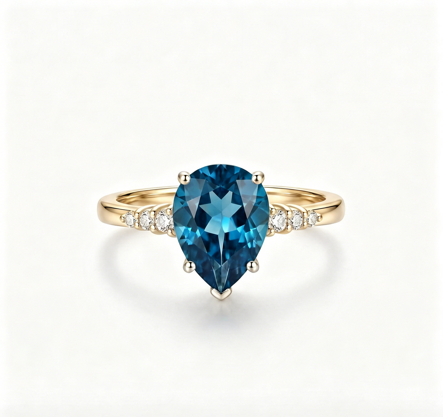 ZR Sapphire Tear London Blue Pear S925 Ring Jenny【Jenny】#4611