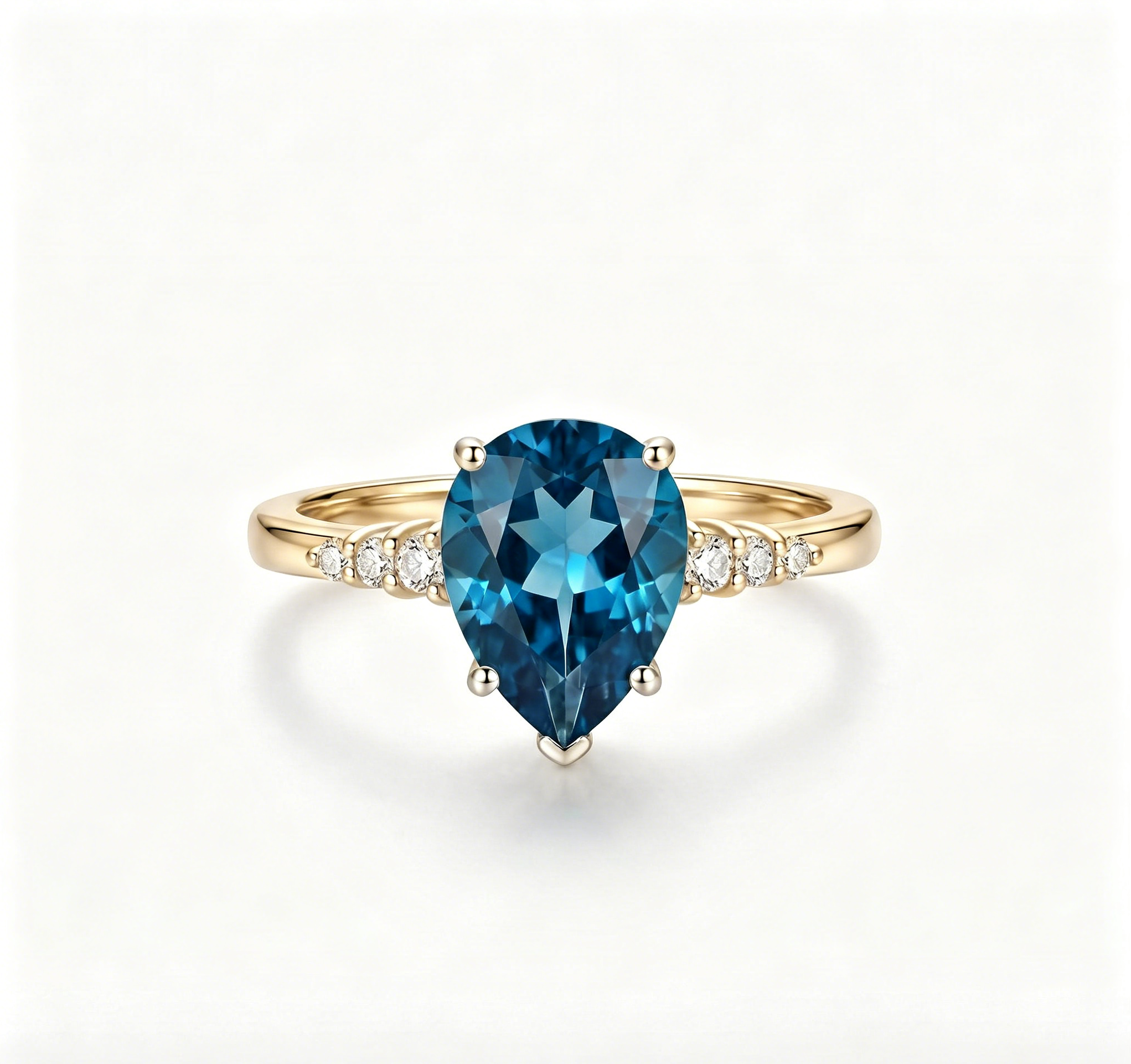 ZR Sapphire Tear London Blue Pear S925 Ring Jenny【Jenny】#4611