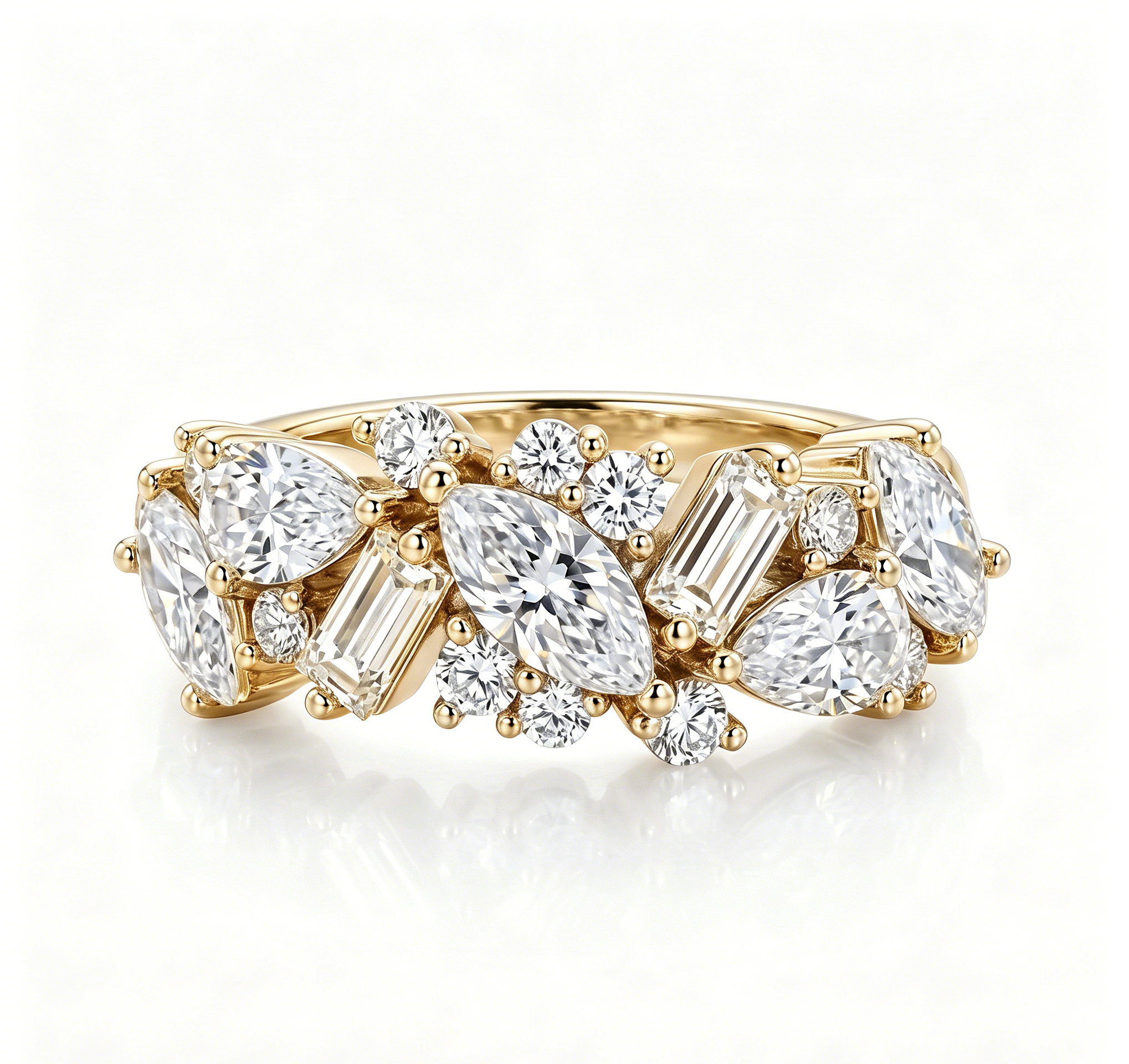 ZR Luminous Bloom Modern Mixed‑Shape Statement Ring 【Lanette】#4575