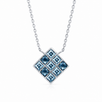 ZR Blue Princess Cut Geometric Pendant Necklace 【JC】