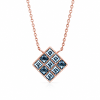 ZR Blue Princess Cut Geometric Pendant Necklace 【JC】