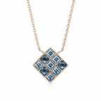 ZR Blue Princess Cut Geometric Pendant Necklace 【JC】