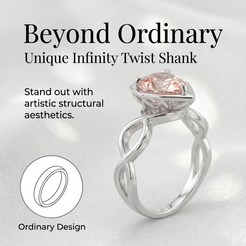 ZR Sofia Twist Pear‑Shaped Pink‑Purple Lab‑Created Gemstone Ring S925 Sterling Silver-【Sofia】#4808