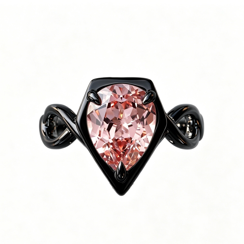 ZR Sofia Twist Pear‑Shaped Pink‑Purple Lab‑Created Gemstone Ring S925 Sterling Silver-【Sofia】#4808
